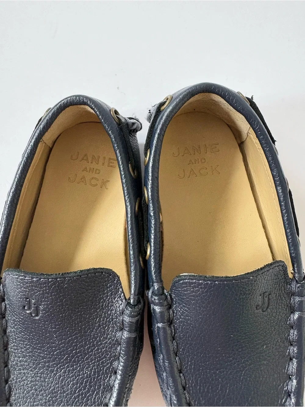 Janie And Jack Leather Dark Blue Driver Moccasins Shoes Preppy Occasion 7 Soft
